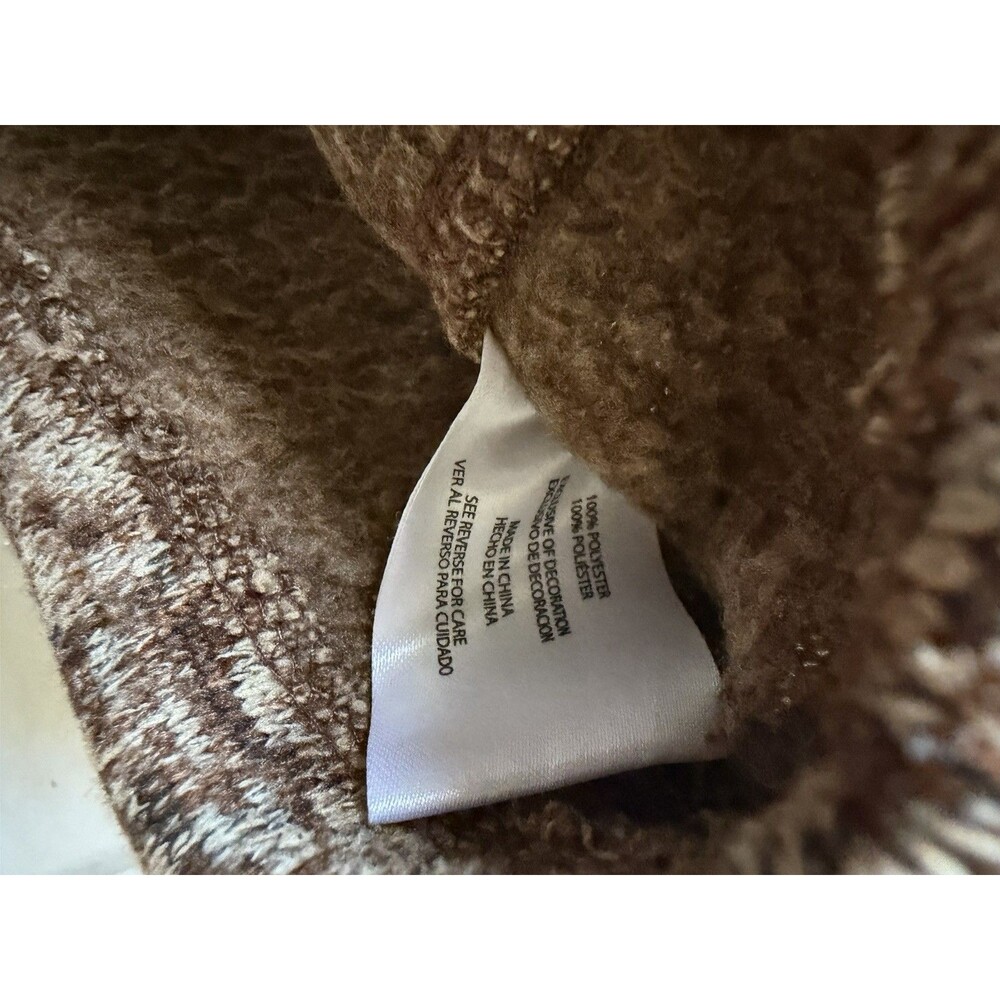 Eddie Bauer Quarter Zip Brown Heathered Fleece Sweater Men's Size XL - Picture 4 of 10